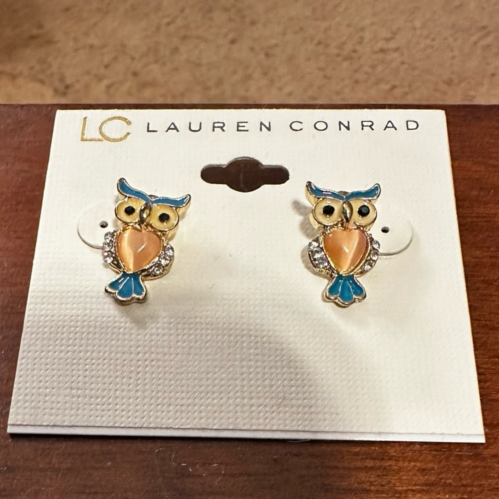 NWT Lauren Conrad owl earrings